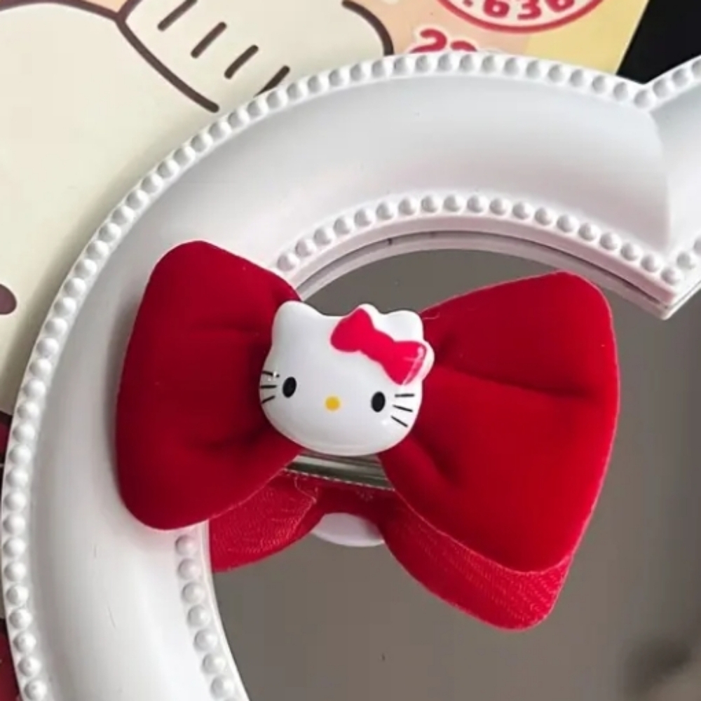 Sanrio Hello Kitty White Red Velvet Hair Bow